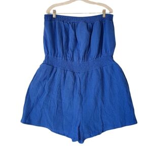 No Boundaries Blue Cotton Stretchy Romper Plus‎ Size XXL (20) NWT
